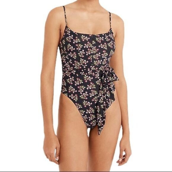 J. Crew Topstitched One Piece Swimsuit Navy Twilight Berry Size 6 8 10 NWT